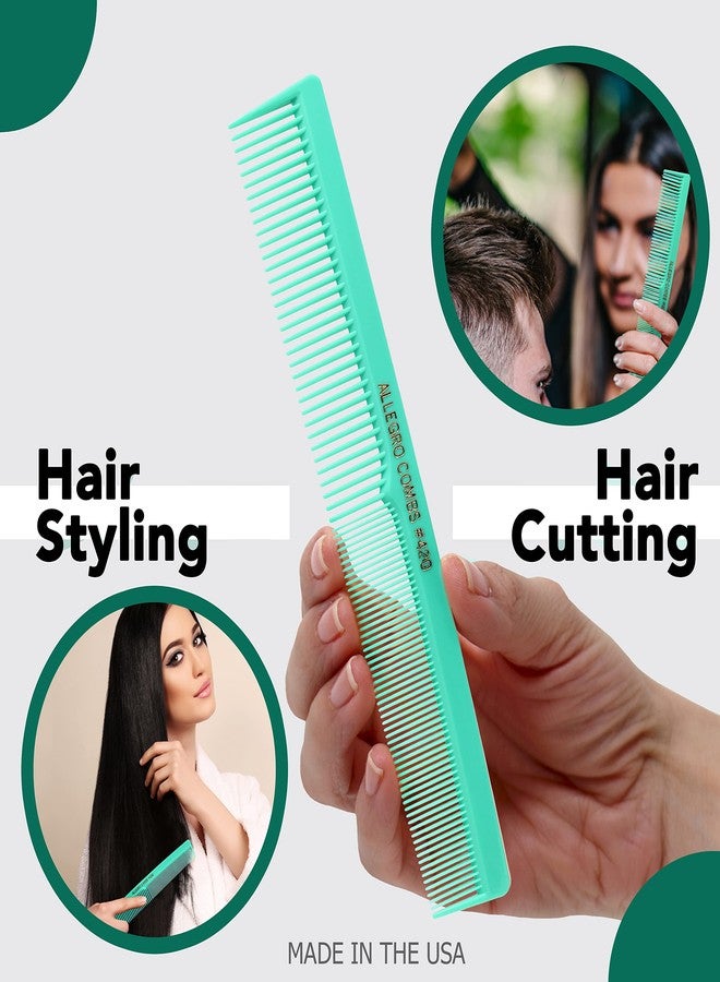 Allegro Combs 420 Hair Stylist Barbers Cutting Combs Beard Comb Mustache Mens Women Toddler Boys Braiding Hair Parting USA 3 Pc. (Fresh mint) - Image 5